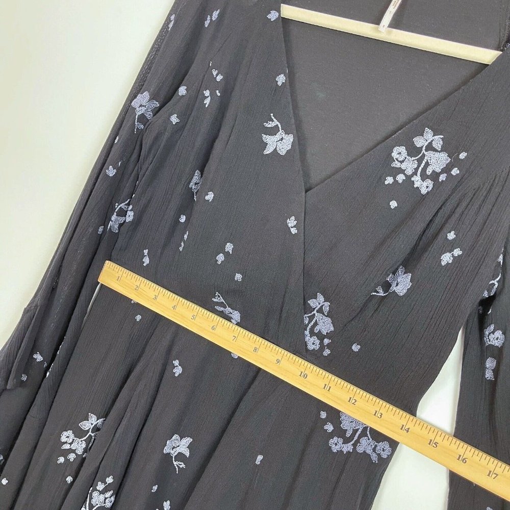 Free People Black Floral Dress Size 6 Mini Boho - Picture 8 of 11